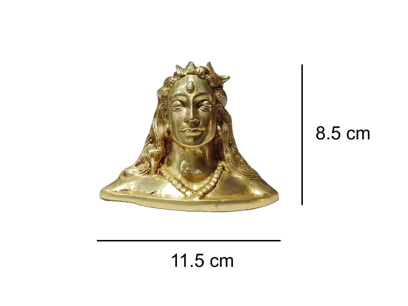 Brass Lord Shiva Bust Statue, Meditating Pose, 11.5 x 8.5 cm, Gold Finish