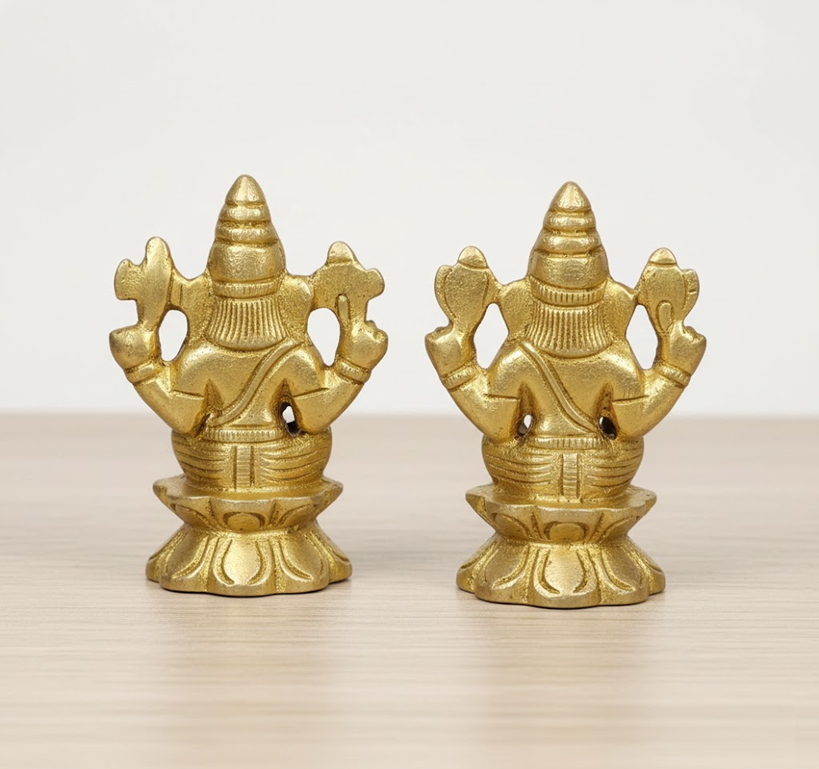 Brass Lakshmi Ganesha Idol Set | Auspicious Pooja & Home Decor (Small)