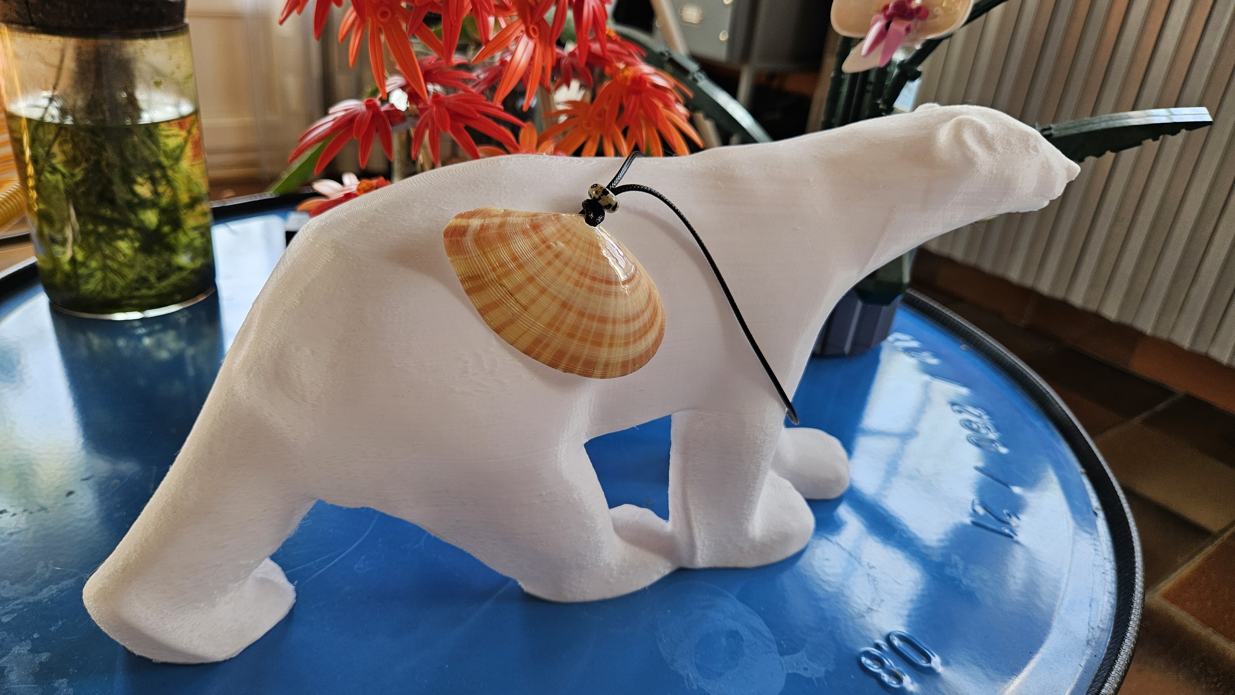 Collier “Éclat de Rivage” — Tellinella Virgata & Jaspe Dalmatien