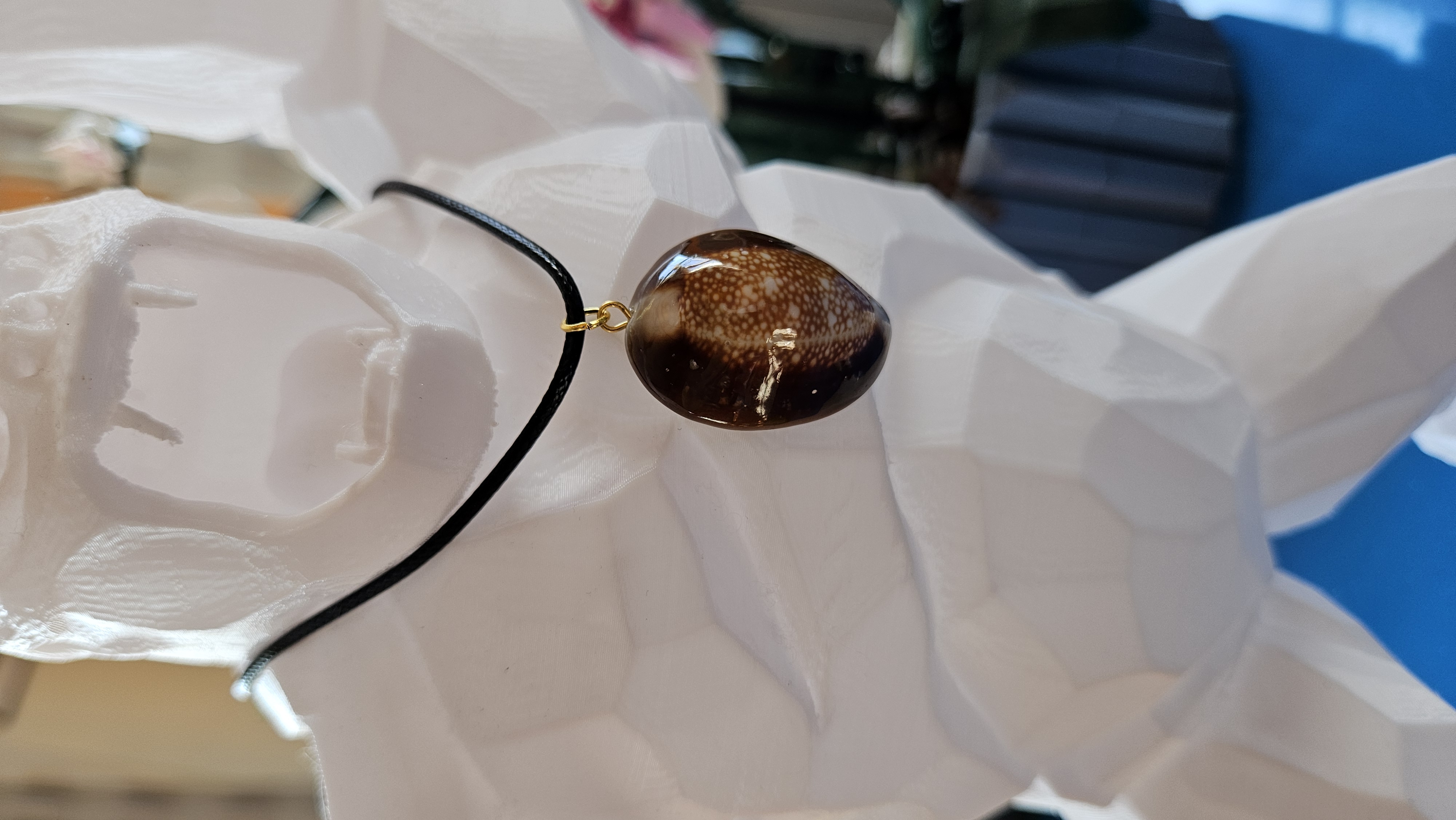 Collier “Peau de Serpent” — Porcelaine Cypraea Caputserpentis