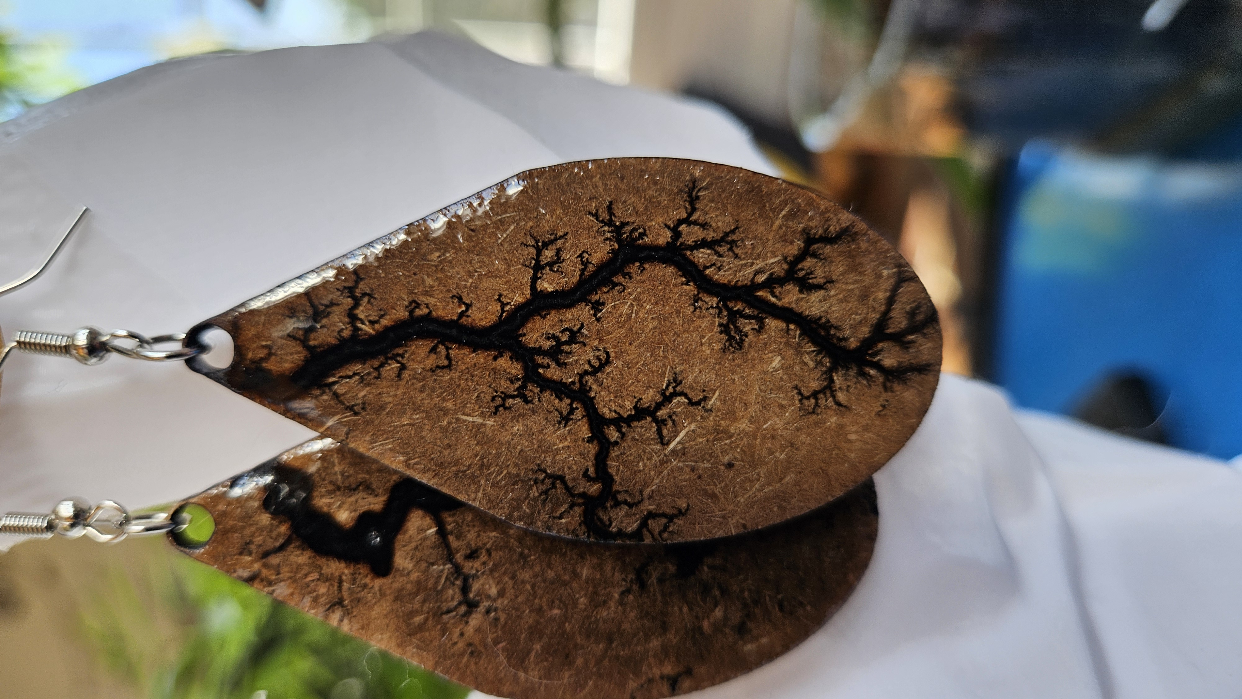 Boucles d’oreilles Fractales de Lichtenberg — Éclats électriques