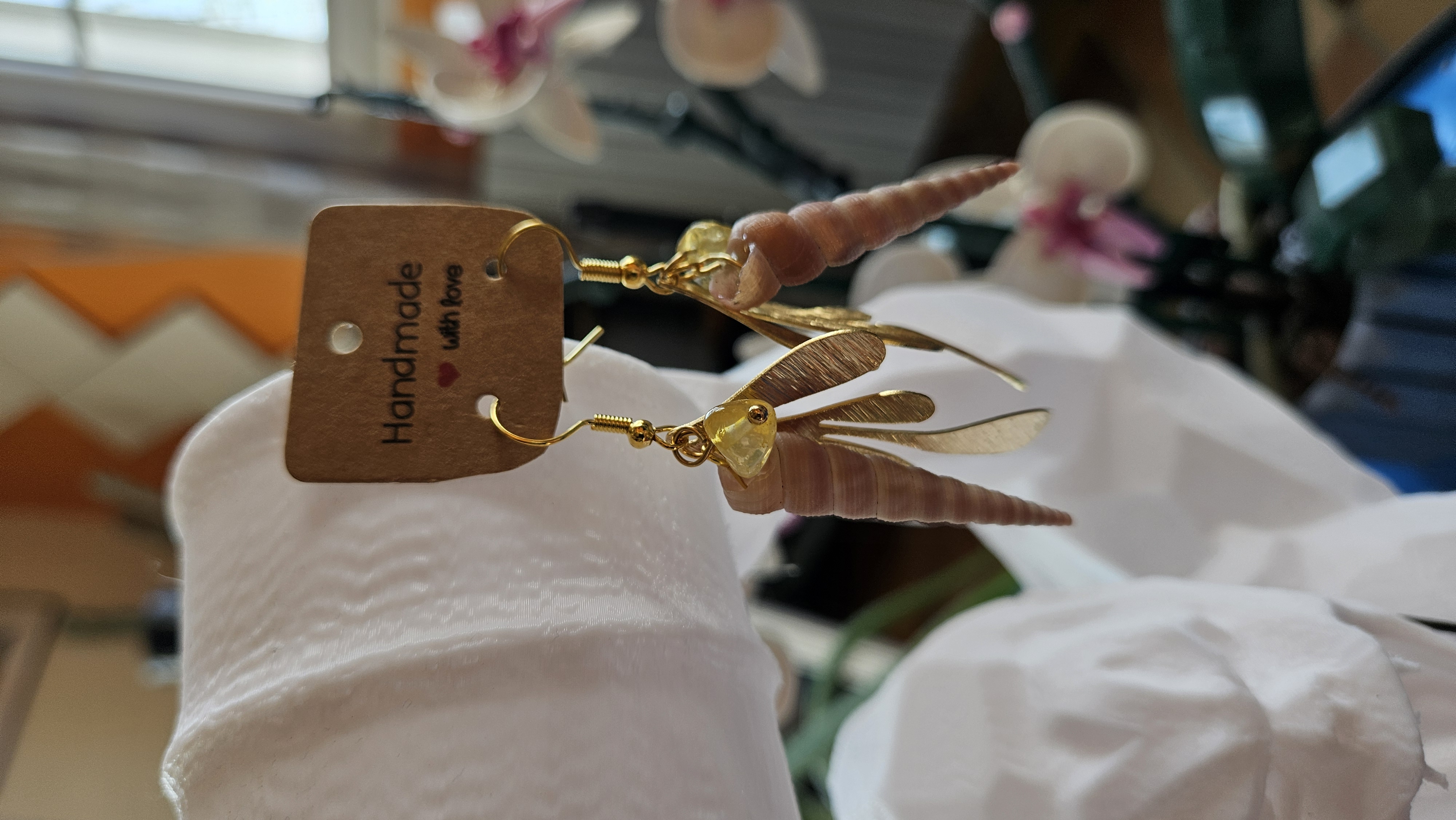 Ensemble feuilles dorées, citrine & coquillage — Éclat naturel