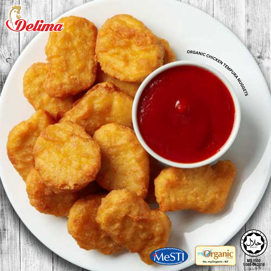Organic Chicken Tempura Nugget Delima Emas (1kg) – Nugget Sihat, Halal & Tanpa Antibiotik