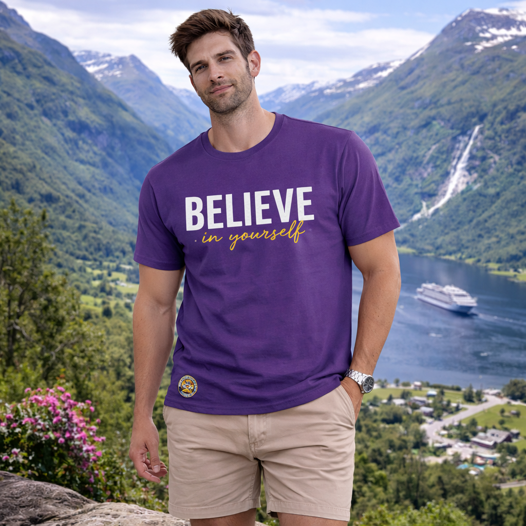 T-Shirt Men’s  Cotton Round Neck T-shirt  Purple