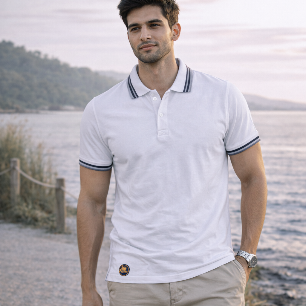 Men's White Polo T-Shirt White