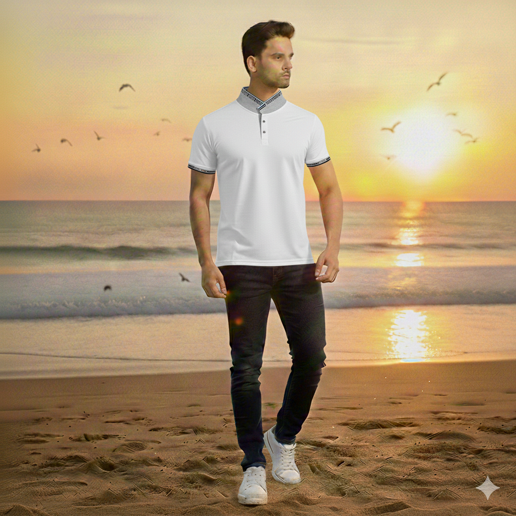 Men's White Polo T-Shirt White
