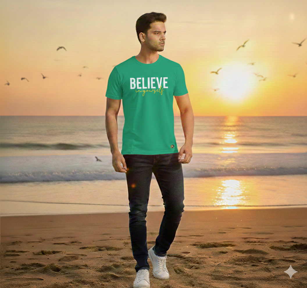 Believe Print T-Shirt Green