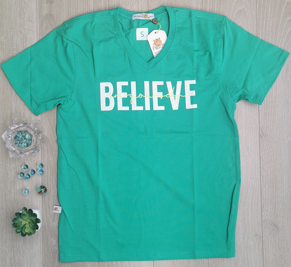 Believe Print T-Shirt Green