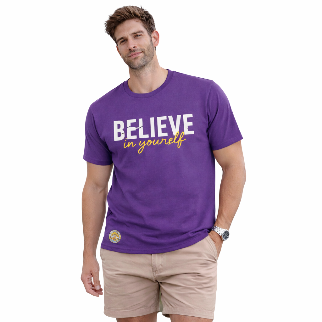 T-Shirt Men’s Cotton Round Neck T-shirt Purple