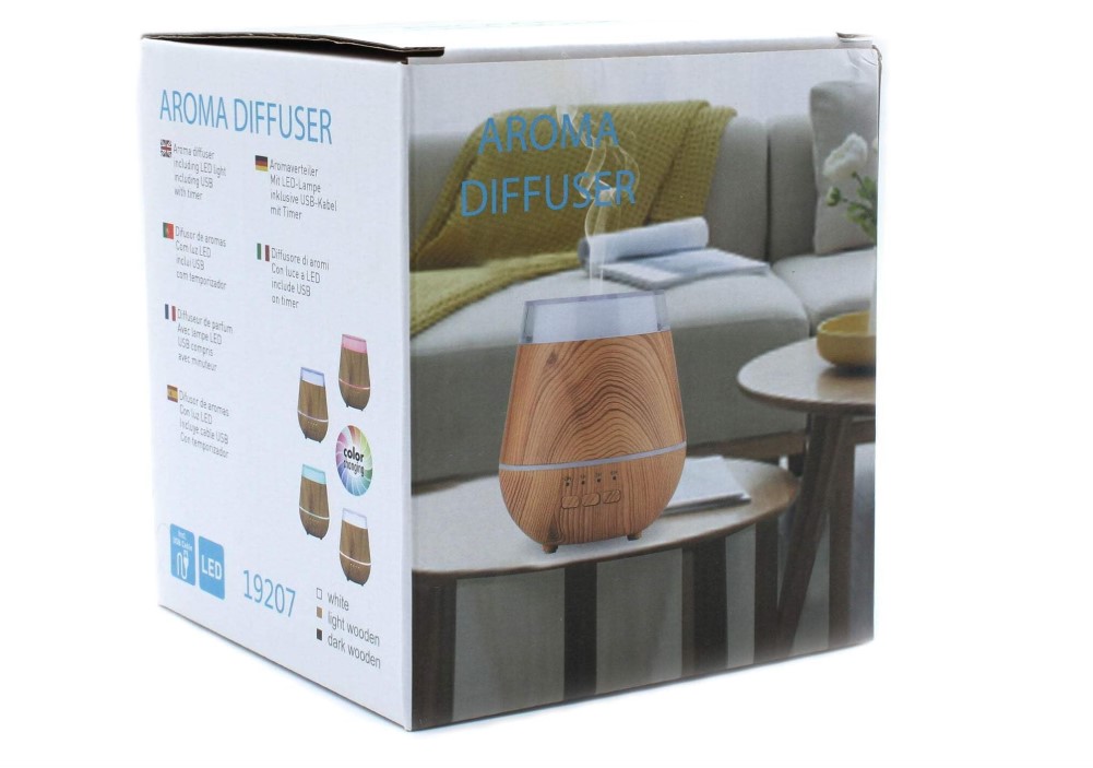 189 - Helinski Atomiseur - Diffuseur d'Huiles Essentielles Capacité 120ml - LED 4 Couleurs USB