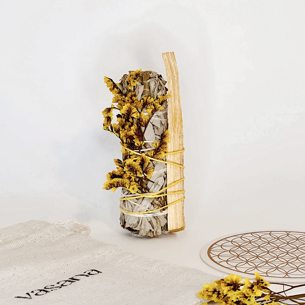 188 - Bâton de Sauge Blanche avec Fleurs séchées