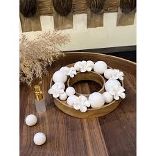 191 - Diffuseur Aromatique MOYO - Fleurs et Billes en Céramique Plateau en Acacia