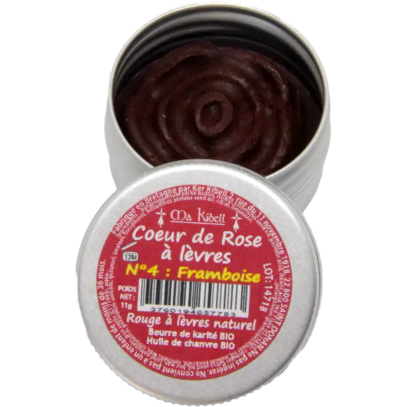 058 - Cœur de Rose à Lèvres Beurre de Karité - Huile de Chanvre 11gr