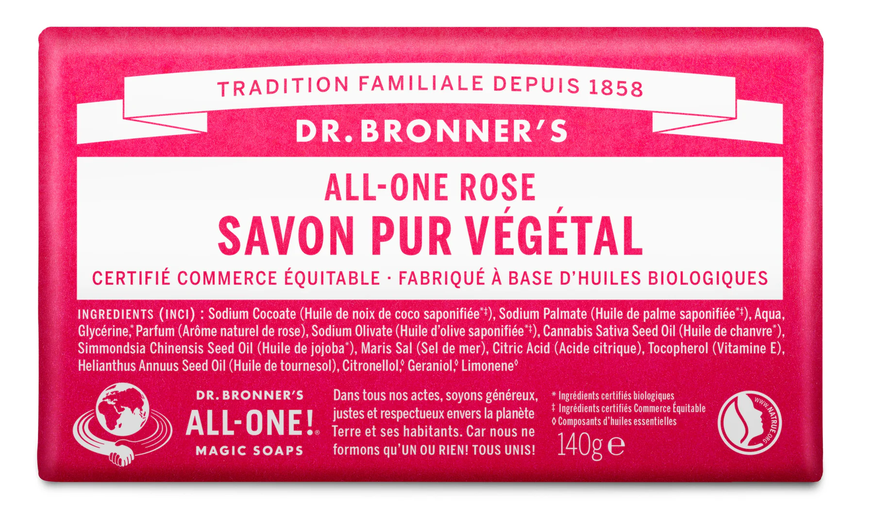 086 - Pain de Savon Pur Végétal - All-One - Multi-Usage 140gr