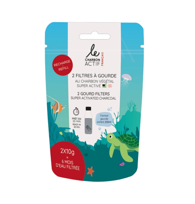 170 - 2 Recharges Filtres à Gourde au Charbon Végétal 2x10gr