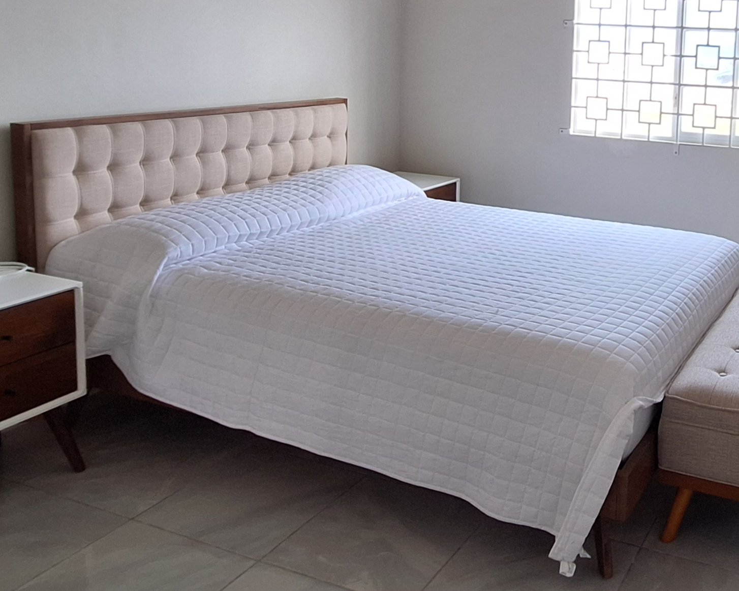 Beige Queen Bed frame