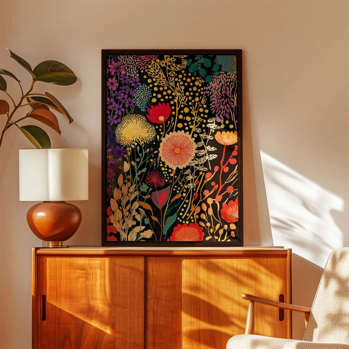 Jardin Nocturne – Affiche florale contemporaine