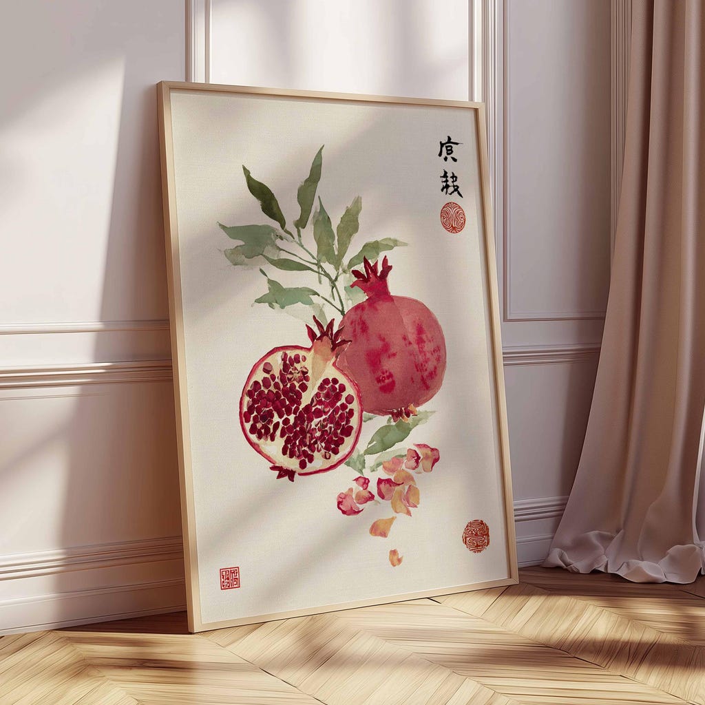 Affiche Art Mural Aquarelle Inspiré des Estampes Traditionnelles