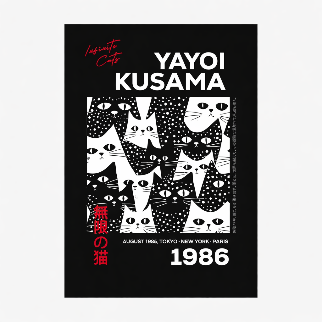 Affiche artistique 'Yayoi Kusama - Chats Infinité'