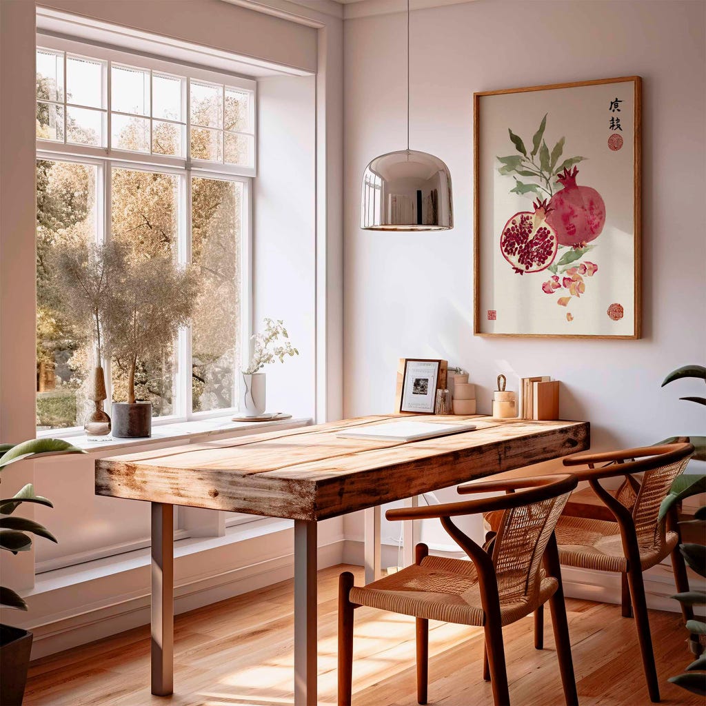 Affiche Art Mural Aquarelle Inspiré des Estampes Traditionnelles