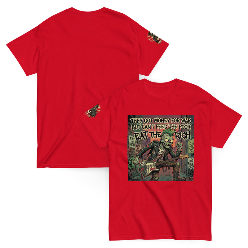 Eat the Rich Punk Shirt, Zombie Grunge Tee, Anti Establishment Skater Streetwear Graphic T-Shirt