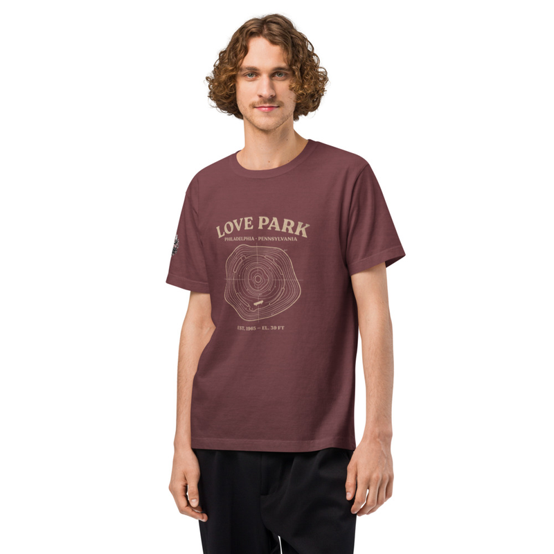 Love Park Philadelphia Oversized T‑Shirt – Vintage Topo Skate Map Tee – Granite Ledges Elevation Shirt