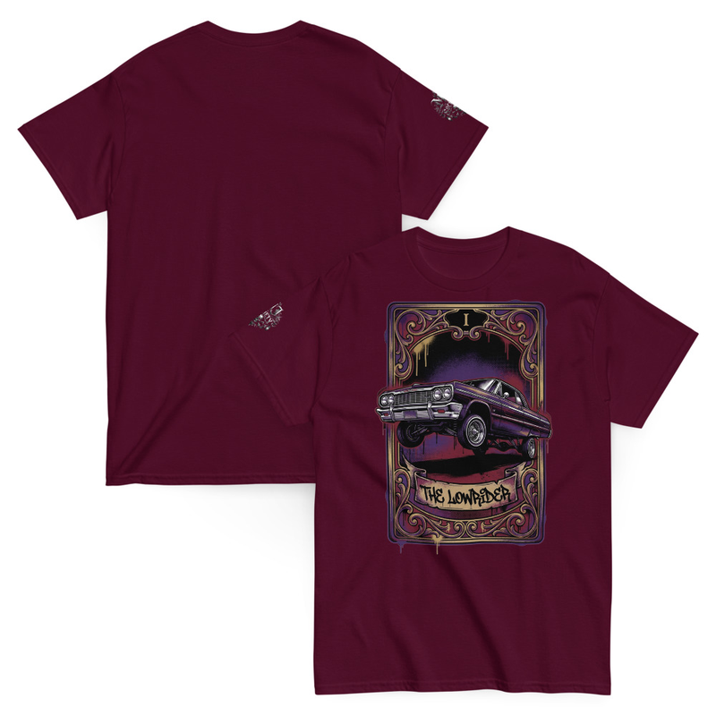 Tarot Lowrider T-Shirt, The Lowrider Card Tee, Chicano Art Shirt, Lowrider Impala Graphic Tee, Chola Chicano Streetwear