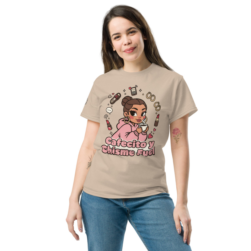 Cafecito y Chisme Shirt, Funny Latina Tee, Chicana Graphic T-Shirt, Hispanic Culture Streetwear, Latina Gift for Her