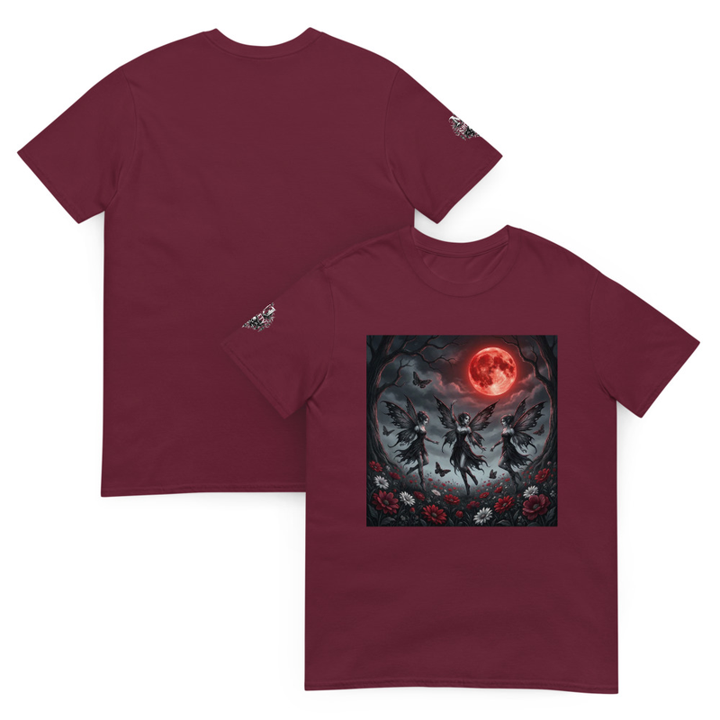 Gothic Fairy Blood Moon Tee, Dark Fairycore Whimsigoth Graphic Unisex T-Shirt