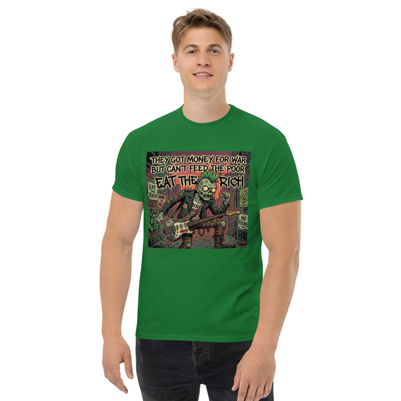 Eat the Rich Punk Shirt, Zombie Grunge Tee, Anti Establishment Skater Streetwear Graphic T-Shirt