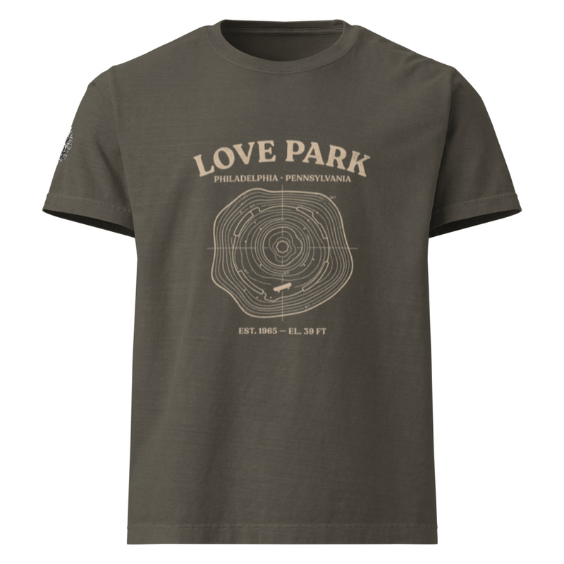 Love Park Philadelphia Oversized T‑Shirt – Vintage Topo Skate Map Tee – Granite Ledges Elevation Shirt