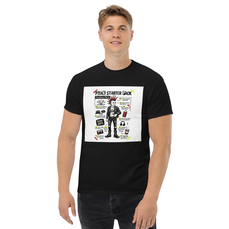 Punk Starter Pack Tee, DIY Punk Shirt, Zine Style Graphic, Parody Streetwear, Punk Gift for Him