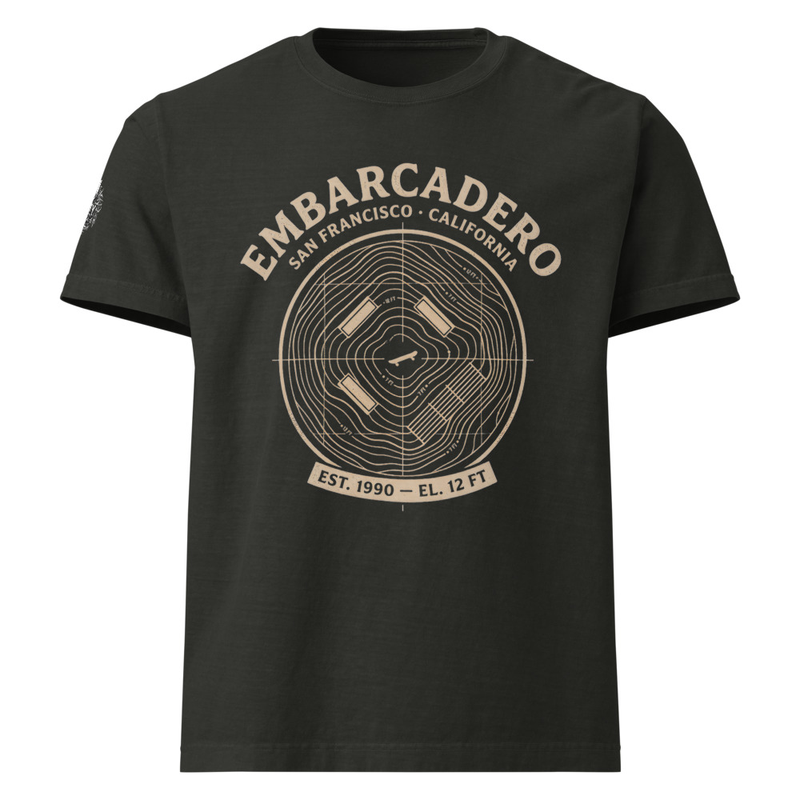 Embarcadero SF Oversized T‑Shirt – EMB Topo Skate Plaza Tee – Hubba Ledges Elevation Map Shirt