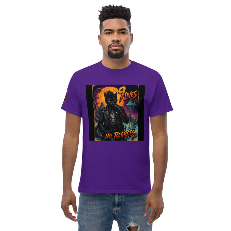 Punk Cat 9 Lives No Regrets Tee, Anarchy Cat Shirt, Punk Rock Cat Streetwear, Cat Lover Gift, Alt Fashion