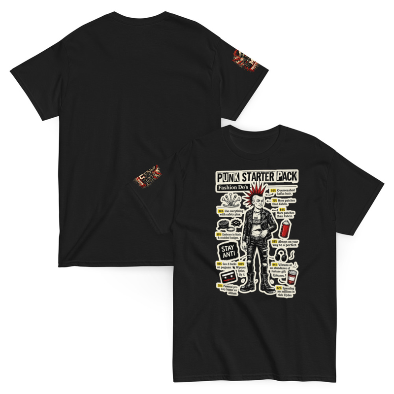 Punk Starter Pack Tee, DIY Punk Shirt, Zine Style Graphic, Parody Streetwear, Punk Gift for Him