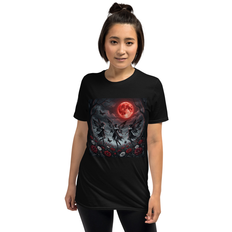 Gothic Fairy Blood Moon Tee, Dark Fairycore Whimsigoth Graphic Unisex T-Shirt