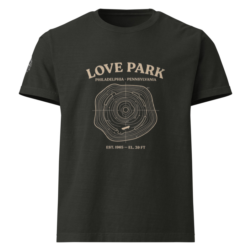 Love Park Philadelphia Oversized T‑Shirt – Vintage Topo Skate Map Tee – Granite Ledges Elevation Shirt