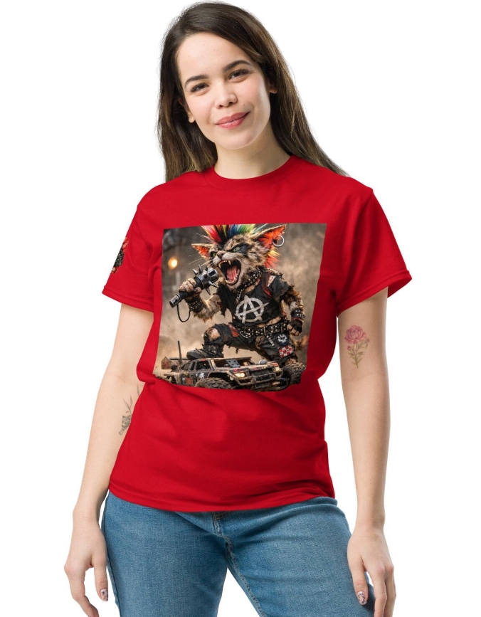 Punk Cat Graphic Tee, Anarchist Cat Shirt, Feral Frontman Punk Streetwear, Cat Lover Gift, Alt Fashion Tee