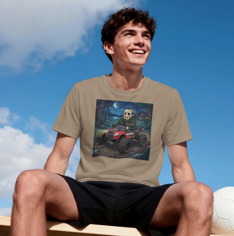 Jason Slasher RC Car Tee, Horror Movie RC Graphic Unisex Shirt, Halloween RC Hobbyist Gift