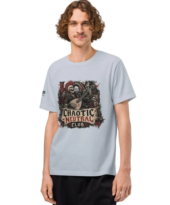 Skeleton Bard Shirt, Chaotic Neutral Club Tee, Punk RPG Gamer Apparel