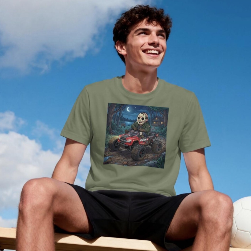 Jason Slasher RC Car Tee, Horror Movie RC Graphic Unisex Shirt, Halloween RC Hobbyist Gift