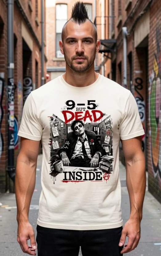 9 to 5 But Dead Inside T-Shirt, Corporate Punk Tee, Funny Office Goth Shirt, Burnout Humor Graphic Tee, Alternative Workwear Shirt