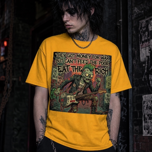 Eat the Rich Punk Shirt, Zombie Grunge Tee, Anti Establishment Skater Streetwear Graphic T-Shirt