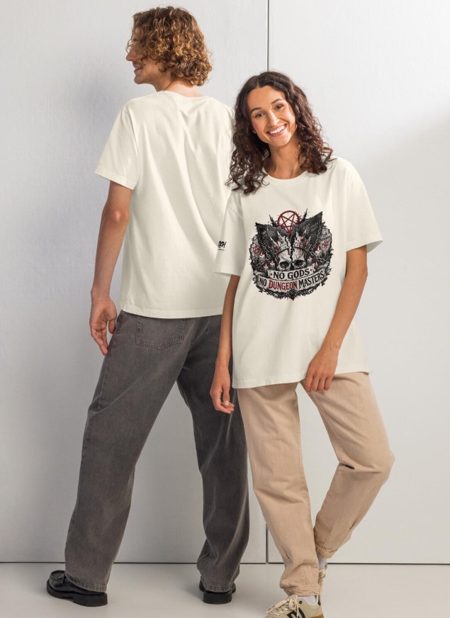 No Gods No Dungeon Masters Oversized Punk RPG T-Shirt, Chaotic Neutral Streetwear Tee