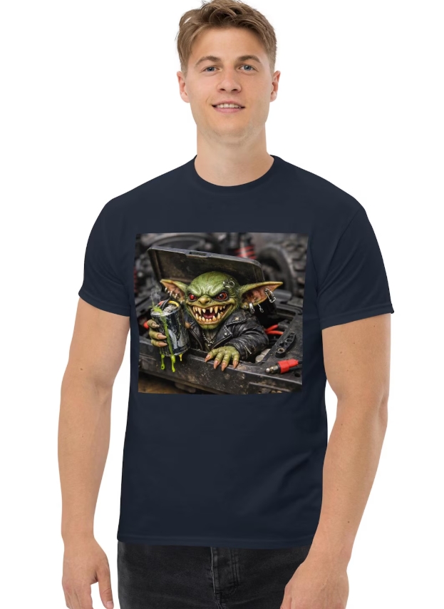 Battery Goblin RC Tee, Funny RC Car Shirt, Gremlin Creature Graphic, Punk Streetwear, RC Hobby Gift for Him