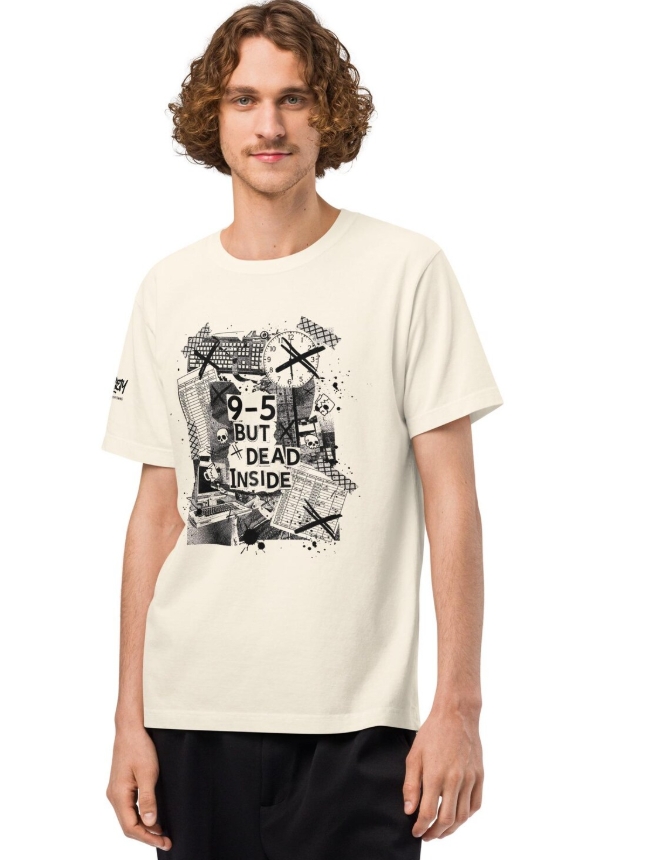 9–5 but dead inside shirt, corporate punk office humor design, burnout tee