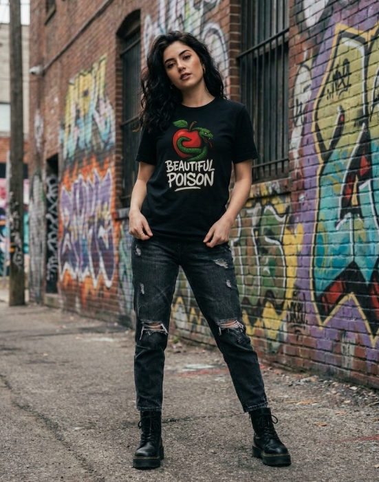 Beautiful Poison Serpent Apple Graphic T‑Shirt | Streetwear Unisex Urban Tee