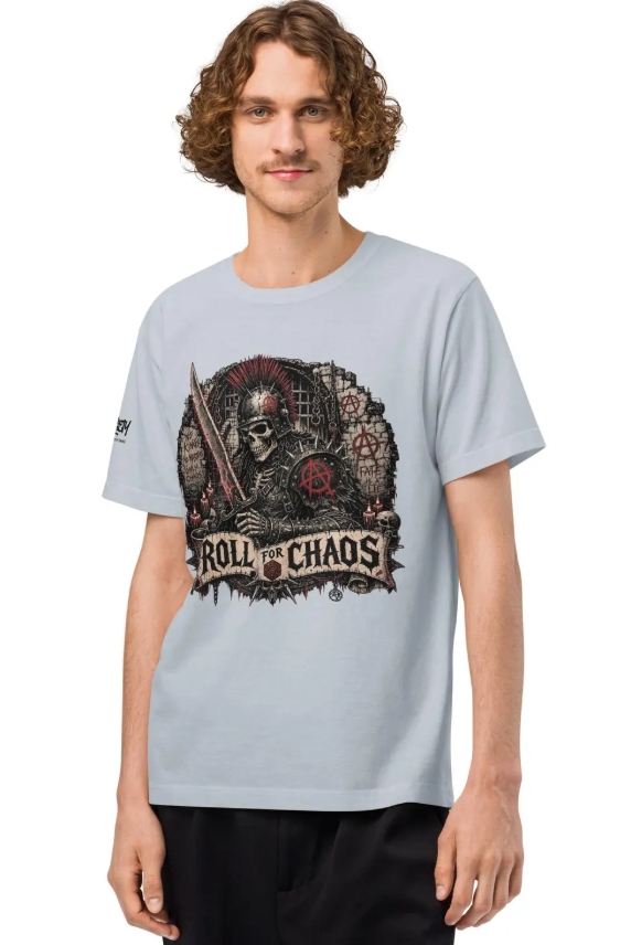 Dungeon Punk Skeleton Shirt, Roll for Chaos D20 Tee, TTRPG Gamer Apparel