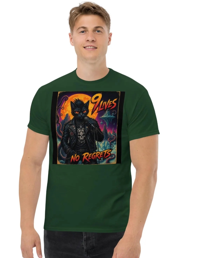 Punk Cat 9 Lives No Regrets Tee, Anarchy Cat Shirt, Punk Rock Cat Streetwear, Cat Lover Gift, Alt Fashion