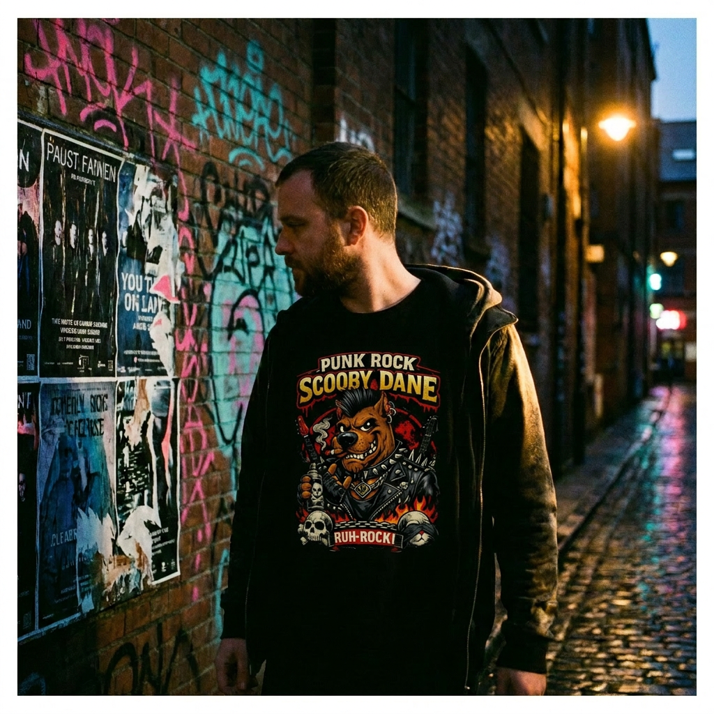 Punk Rock Great Dane T‑Shirt | Skull Crossbones Graphic Tee | Horror Streetwear Dog Shirt Unisex